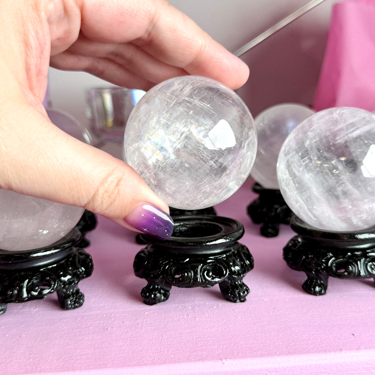 Optical Calcite Sphere + Metal Stand