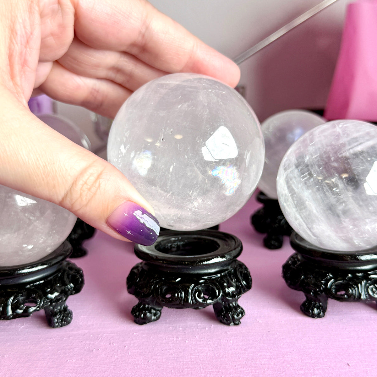 Optical Calcite Sphere + Metal Stand