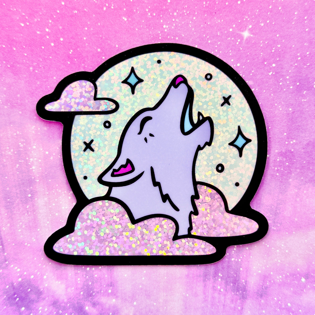 Howling Wolf // Glitter Sticker