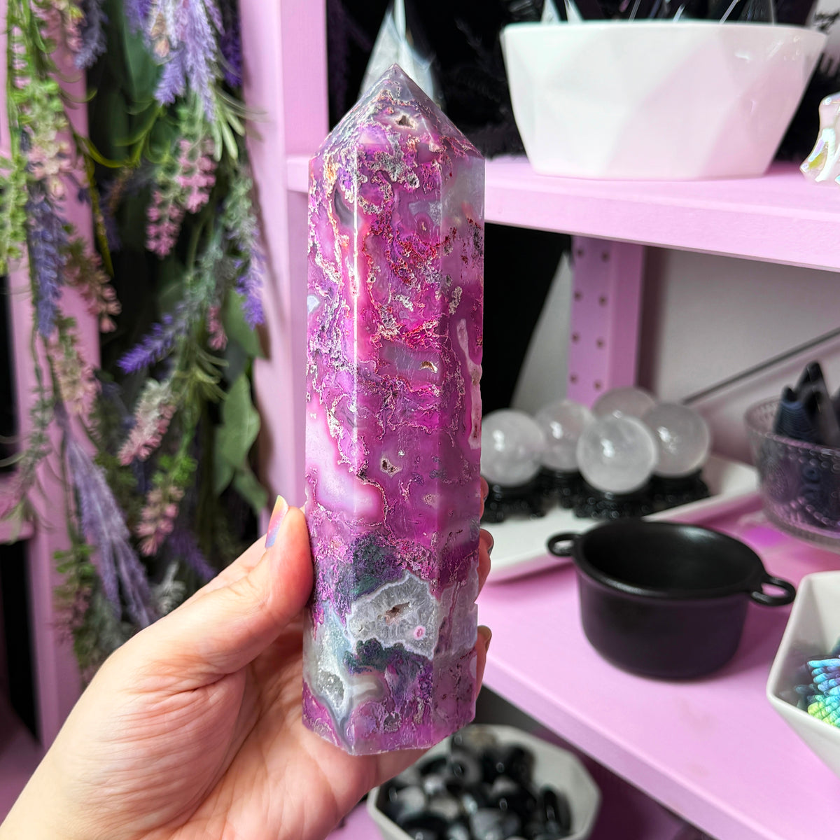 Pink Dyed Moss Agate Tower (you pick!)