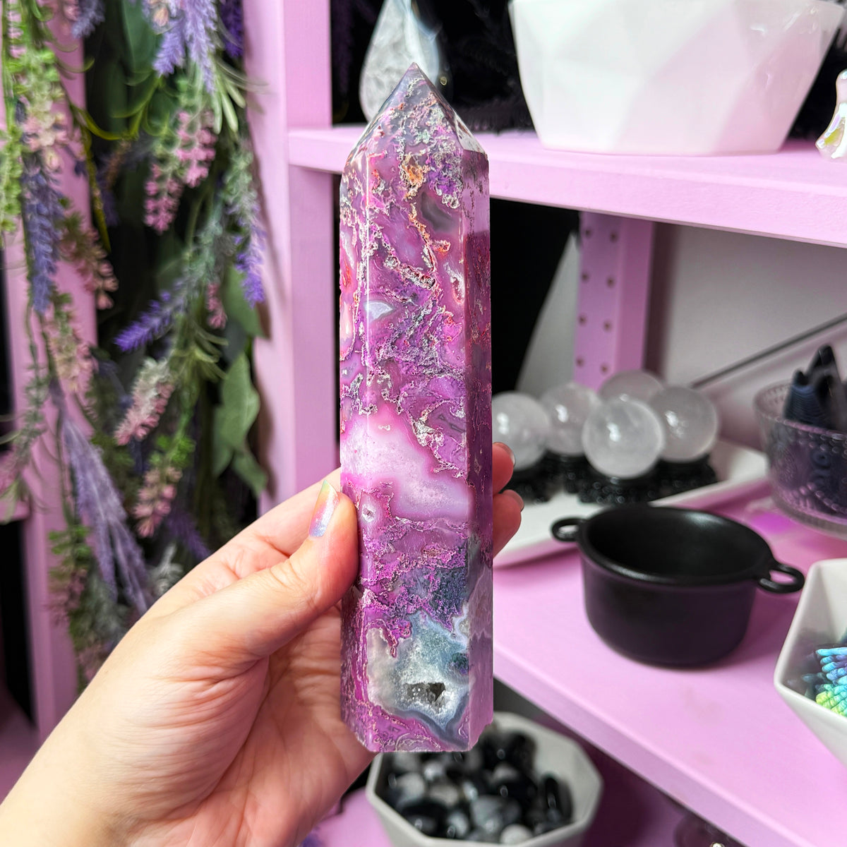 Pink Dyed Moss Agate Tower (you pick!)