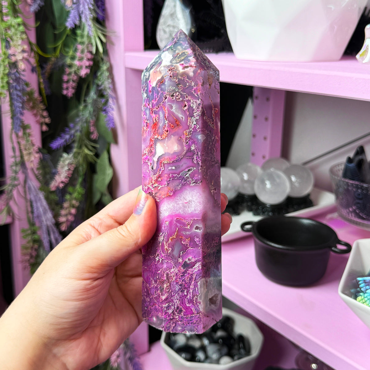 Pink Dyed Moss Agate Tower (you pick!)
