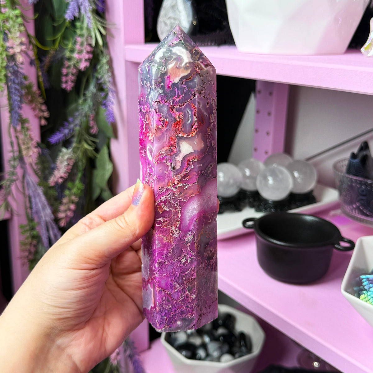 Pink Dyed Moss Agate Tower (you pick!)