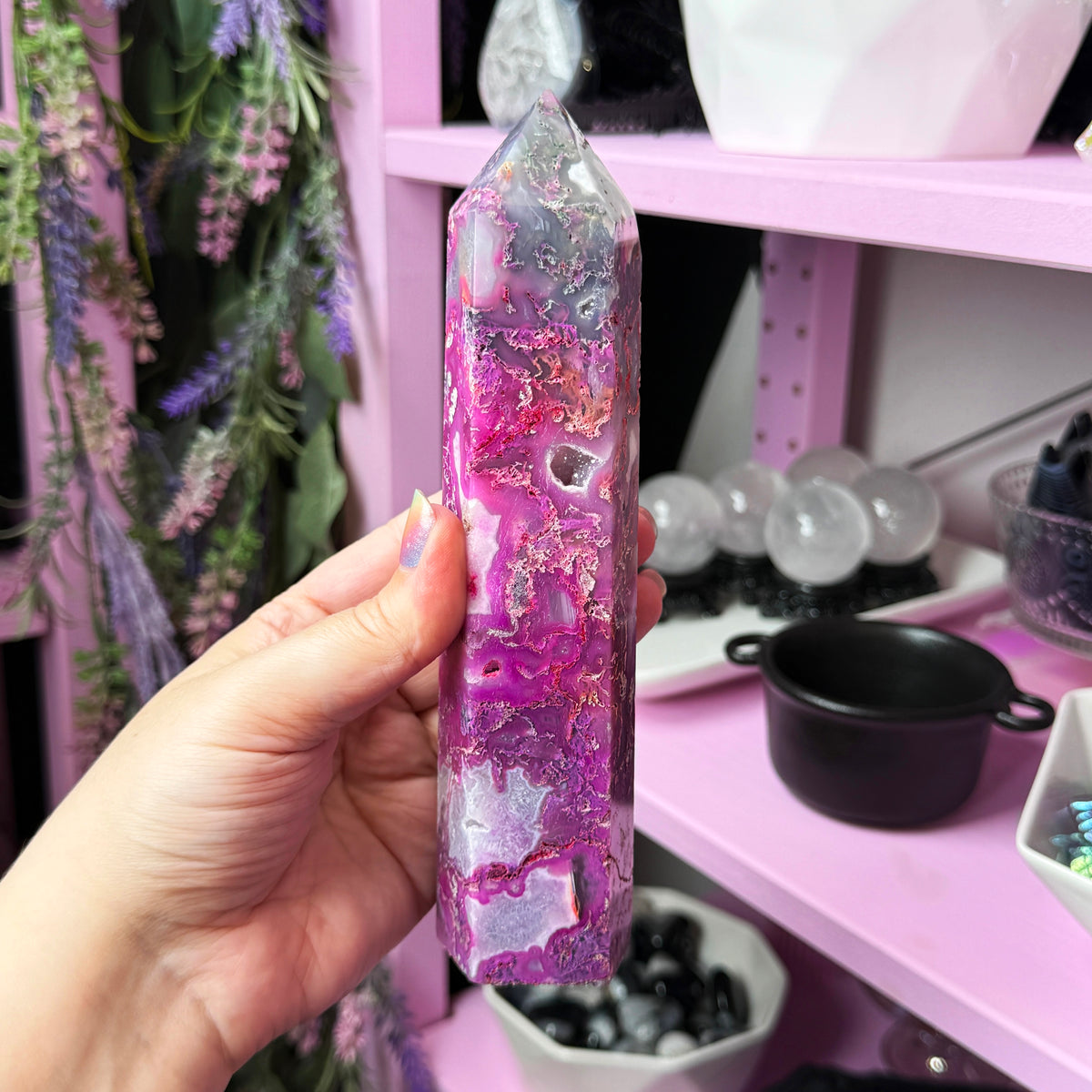 Pink Dyed Moss Agate Tower (you pick!)