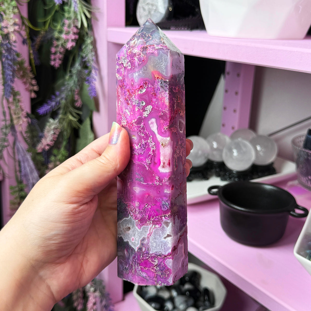 Pink Dyed Moss Agate Tower (you pick!)