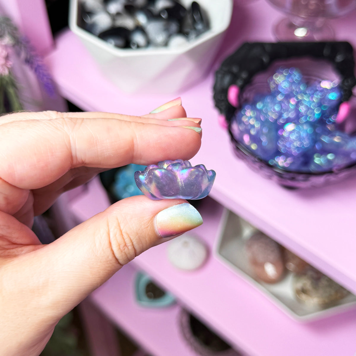 Purple/Blue Gradient Aura Quartz Flower
