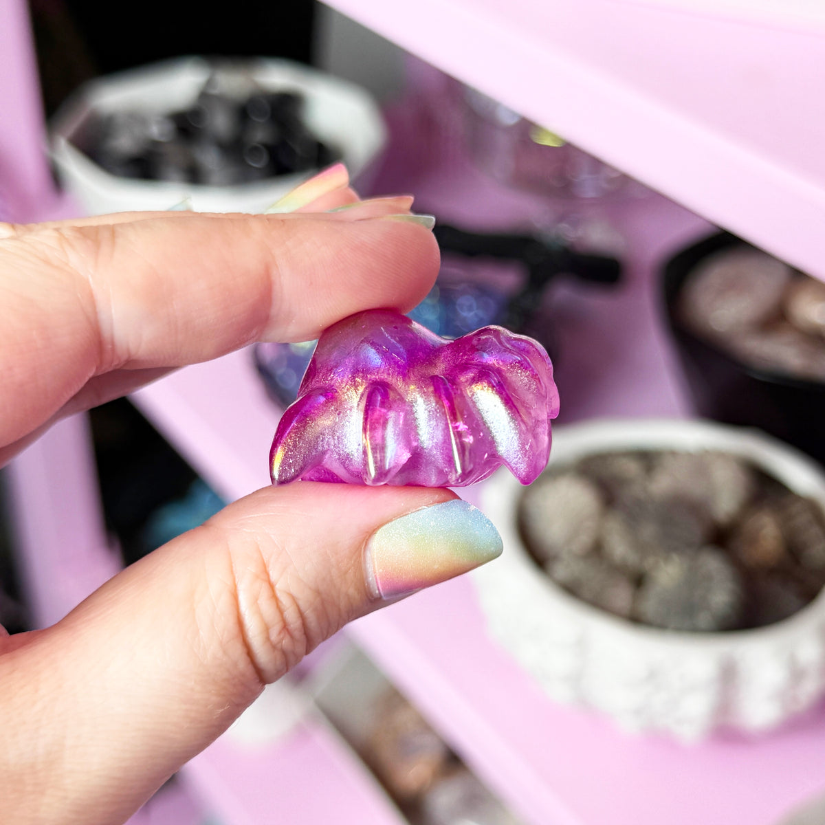 Pink Aura Quartz Spider