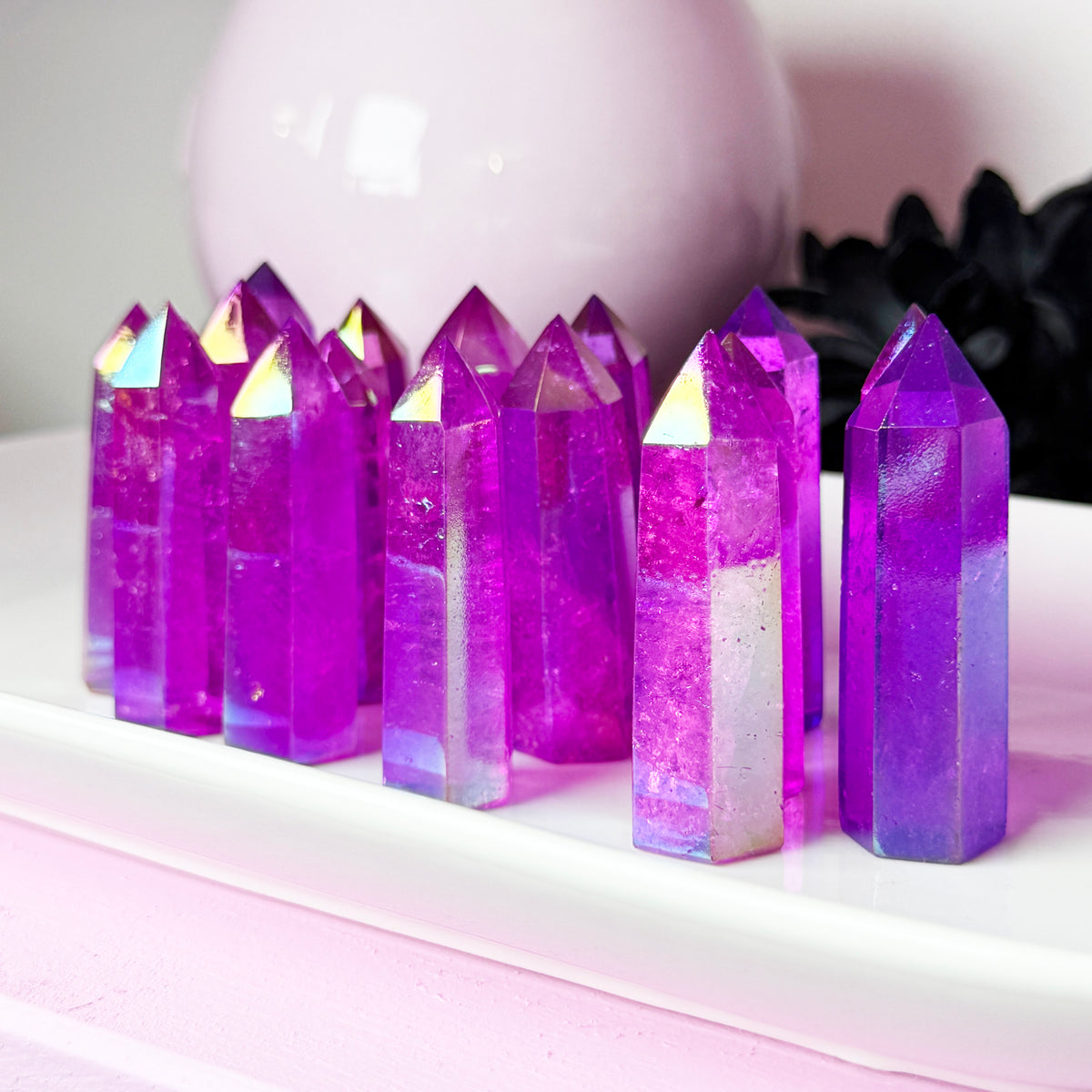 Pink Aura Quartz Tower