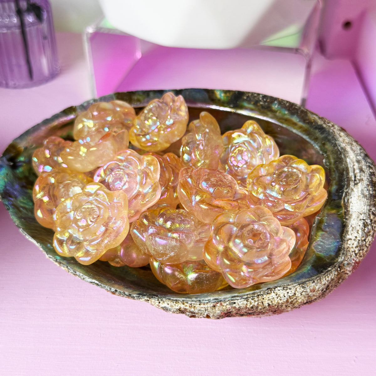 Pink/Orange Gradient Aura Quartz Flower