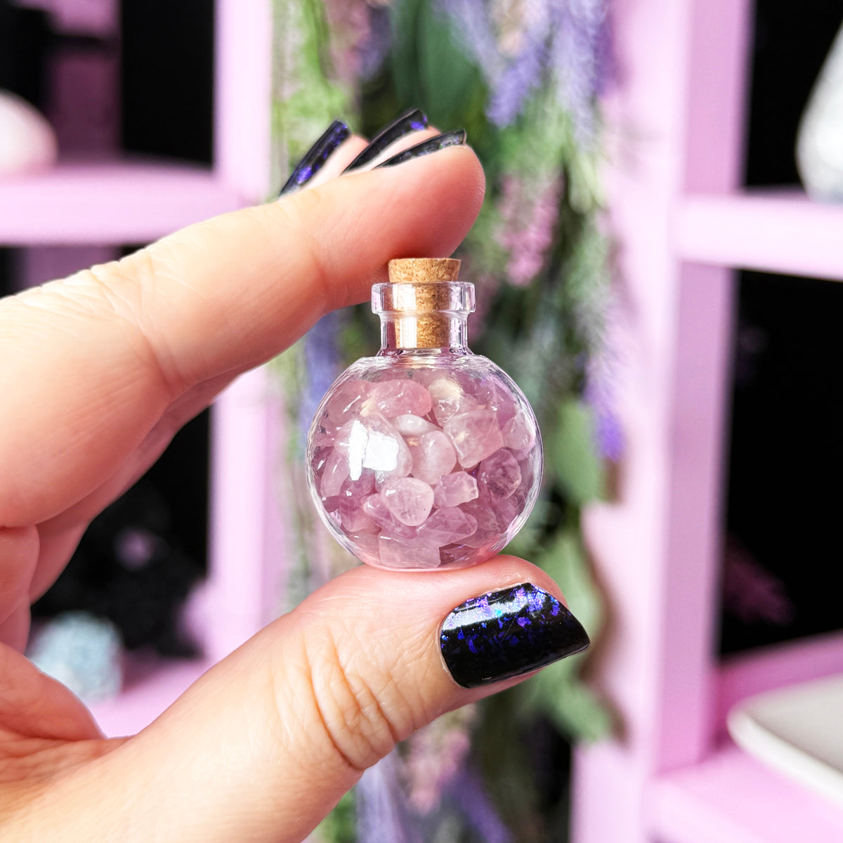 Madagascar Rose Quartz // Crystal Chip Potion Bottle