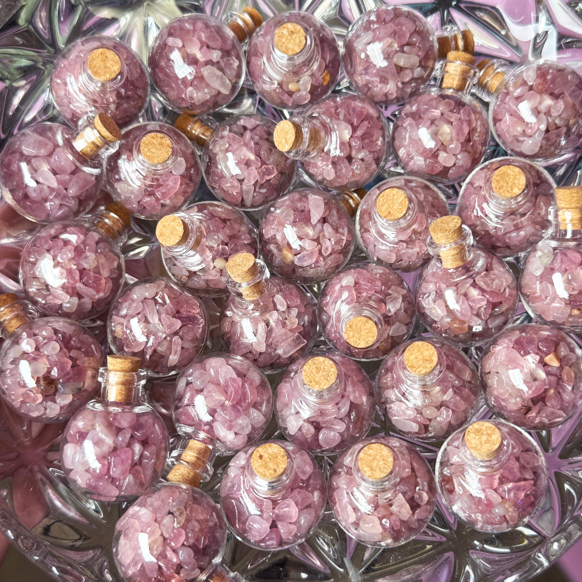 Madagascar Rose Quartz // Crystal Chip Potion Bottle