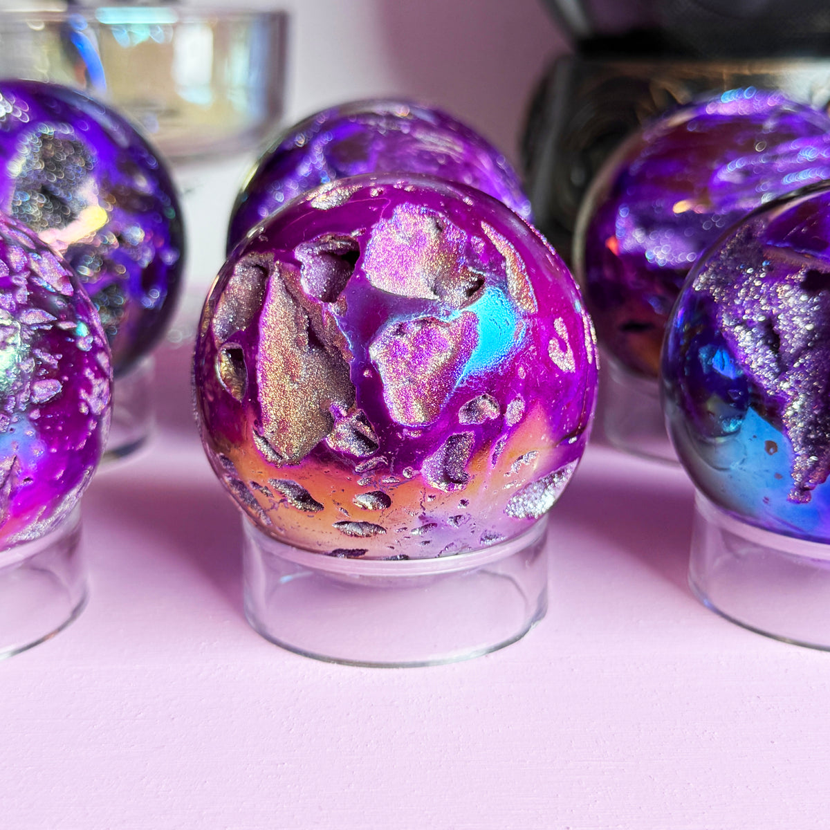 *MISFIT* Purple Aura Sphalerite Sphere + Acrylic Stand