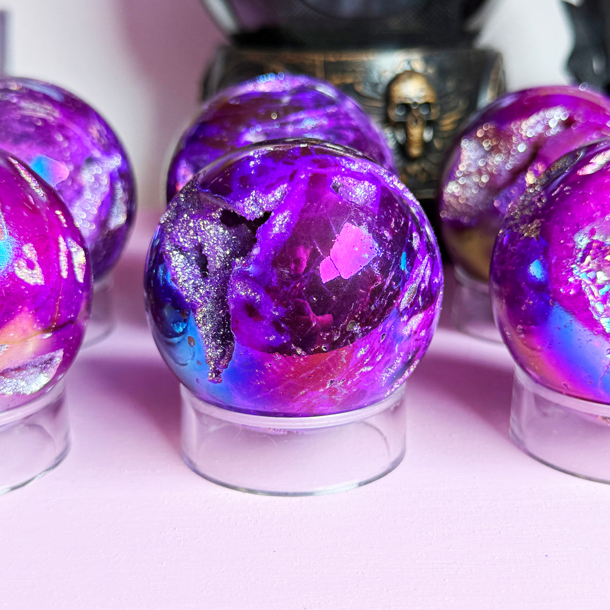 *MISFIT* Purple Aura Sphalerite Sphere + Acrylic Stand