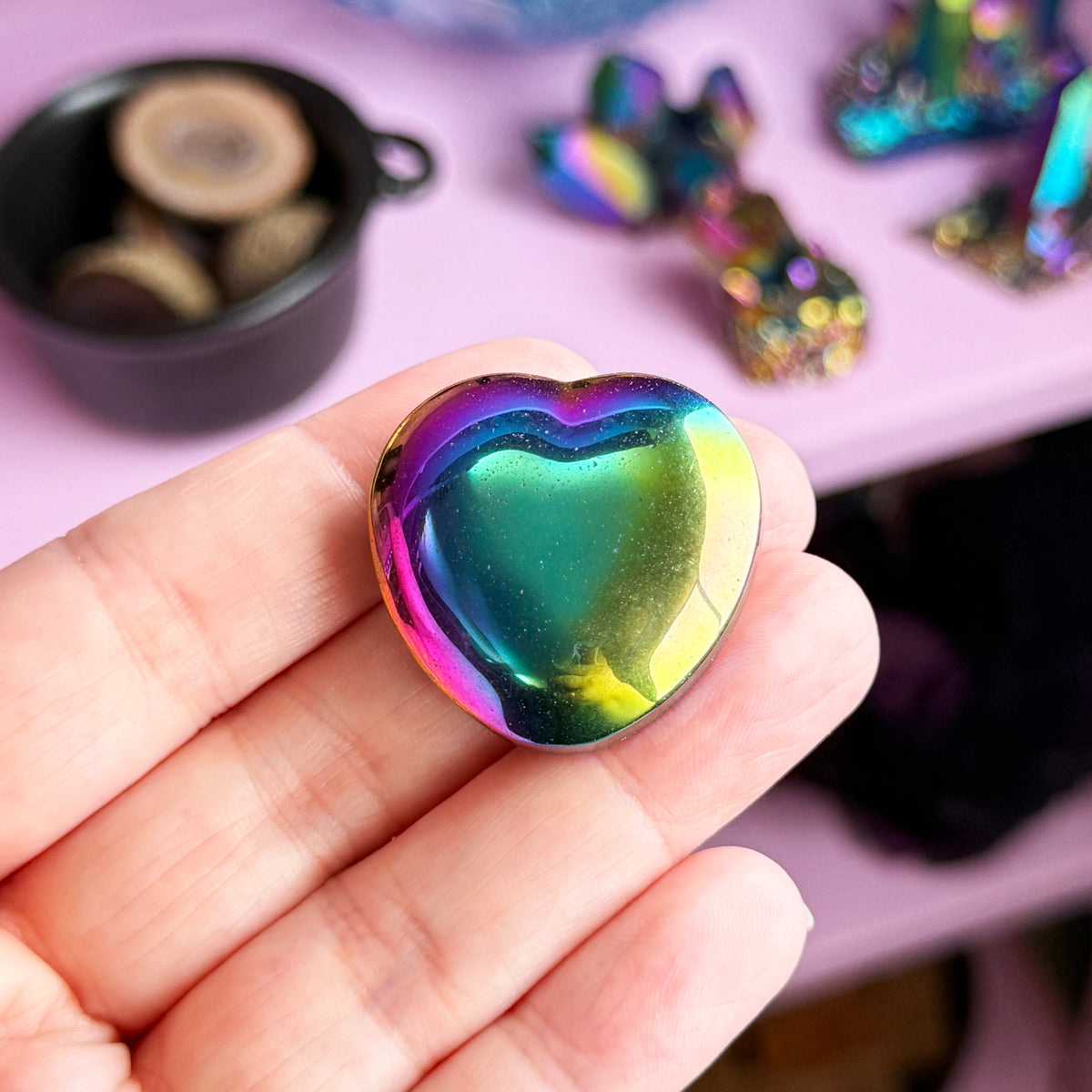 *MISFIT* Titanium Aura Hematite Heart