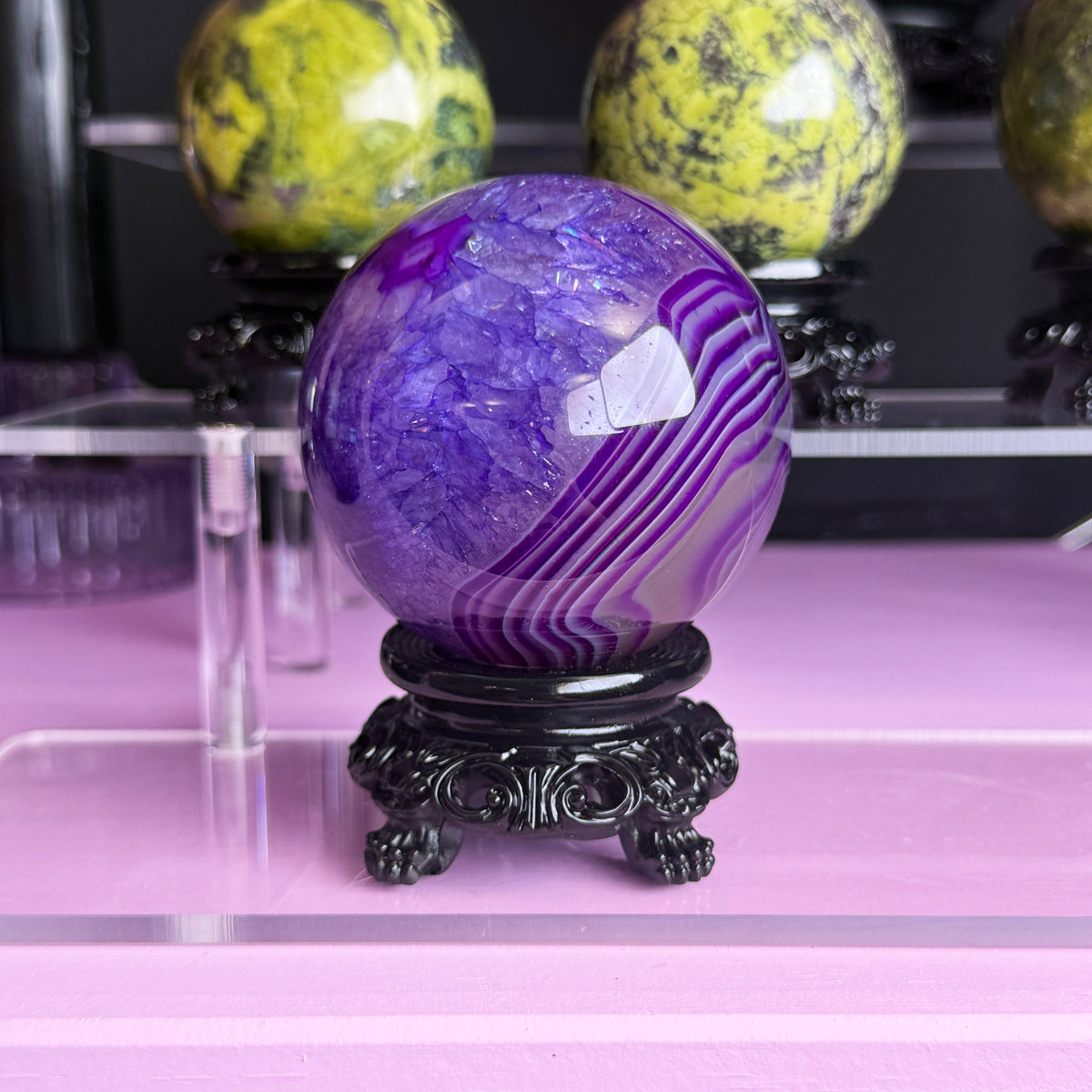 Purple Dyed Agate Sphere + Stand (you pick!)