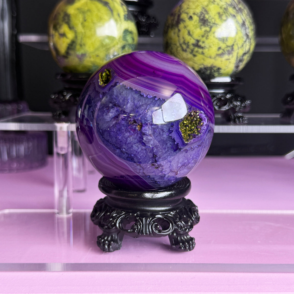 Purple Dyed Agate Sphere + Stand (you pick!)