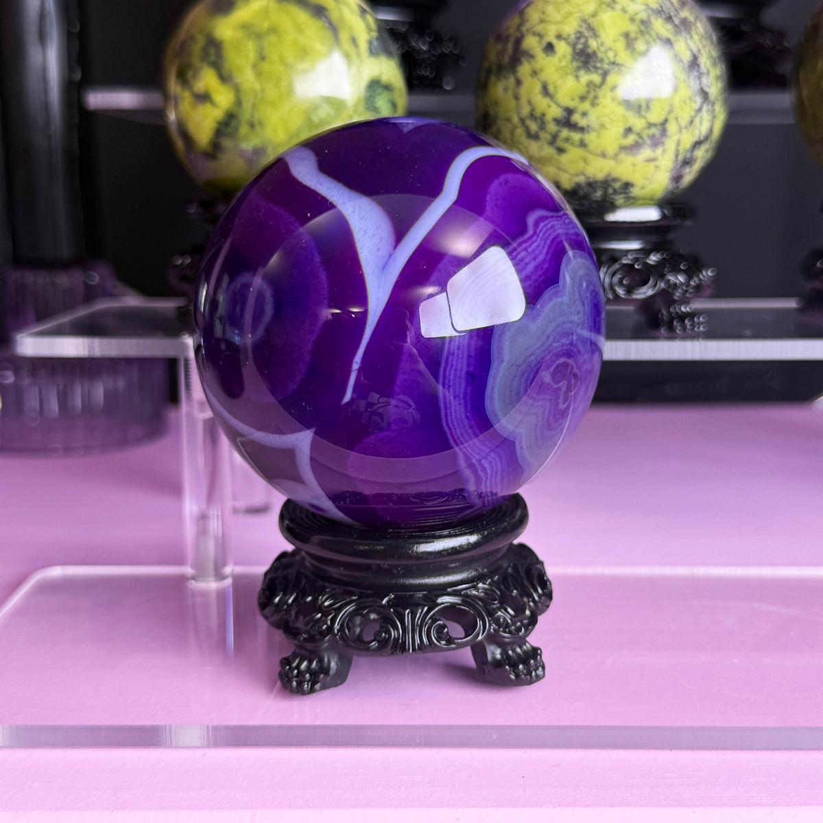 Purple Dyed Agate Sphere + Stand (you pick!)