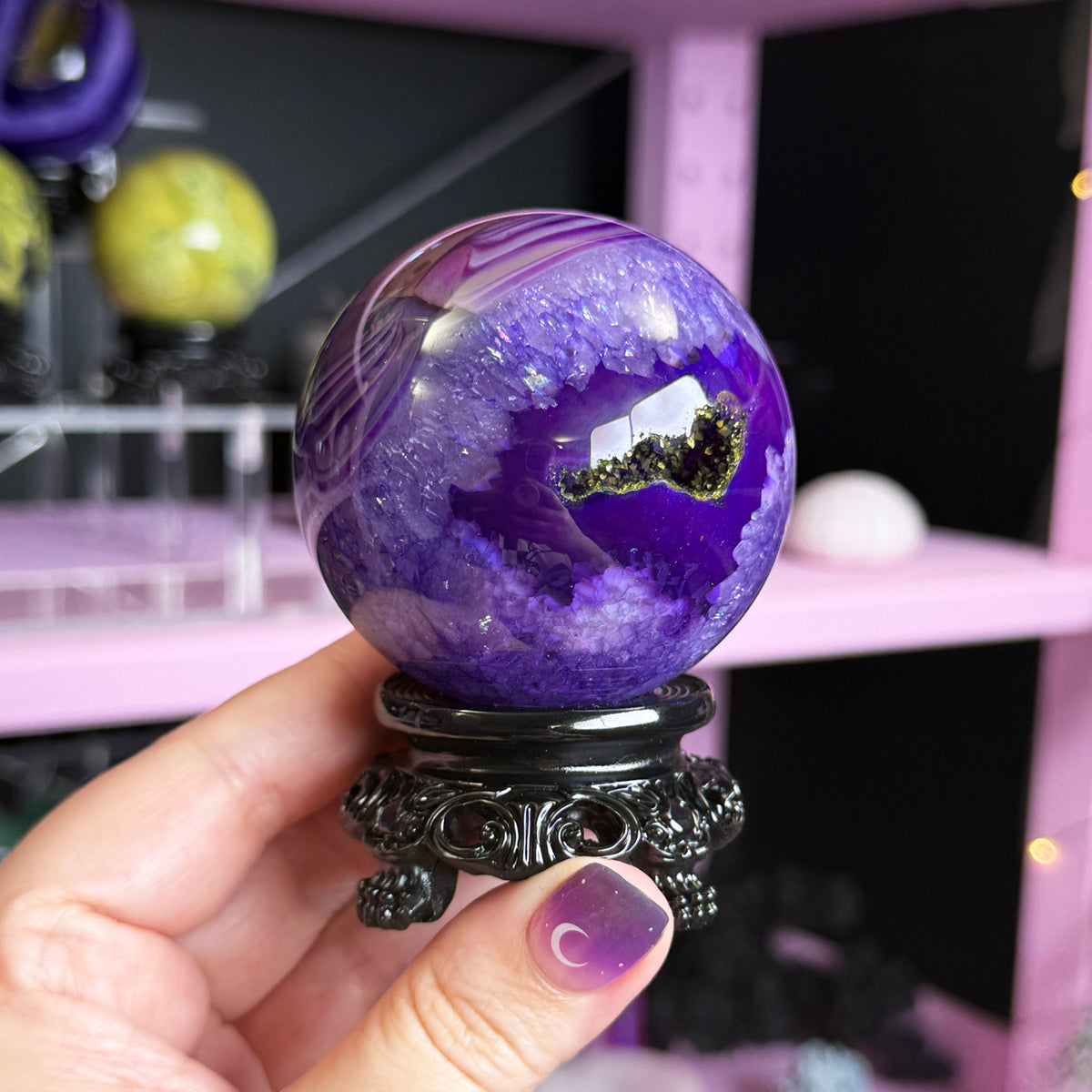 Purple Dyed Agate Sphere + Stand (you pick!)
