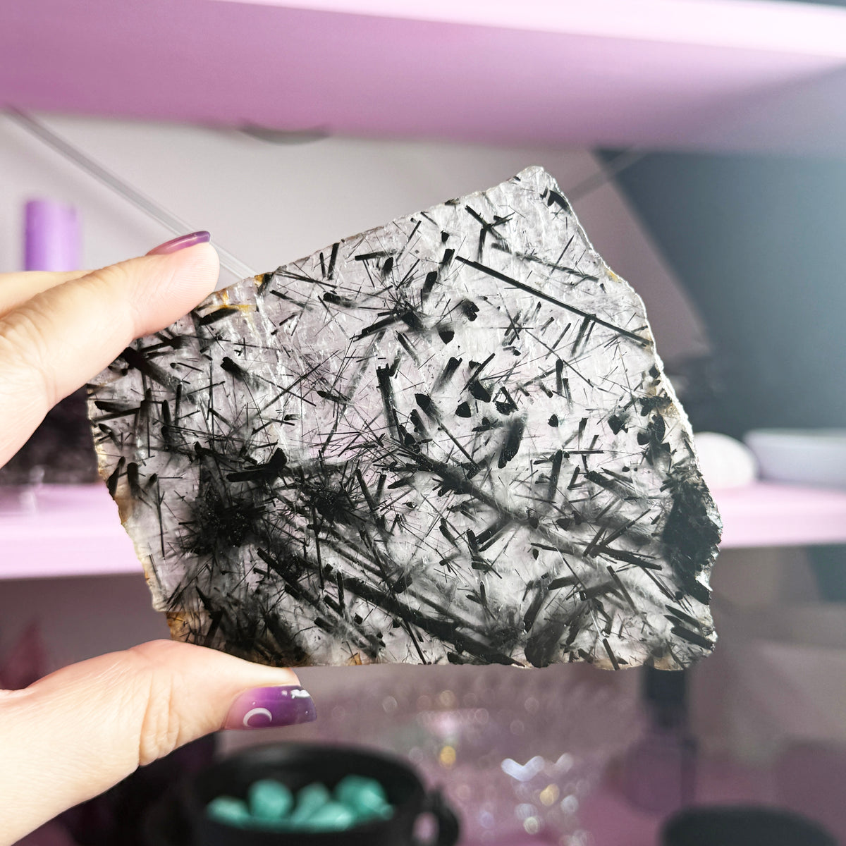 Tourmalated Quartz Slab + Stand