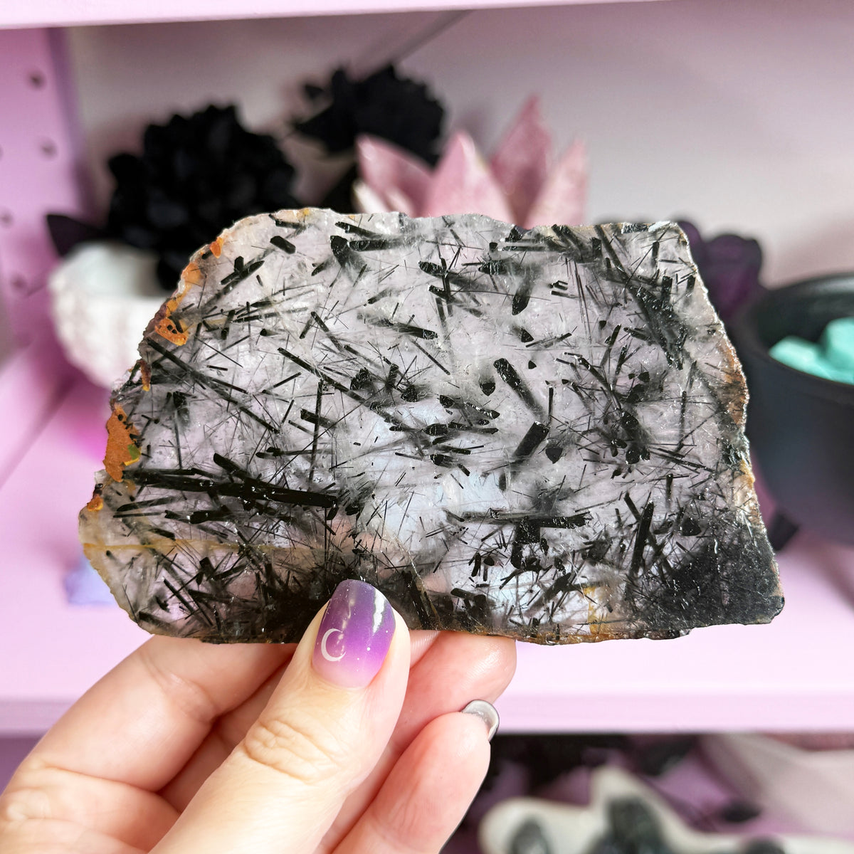 Tourmalated Quartz Slab + Stand
