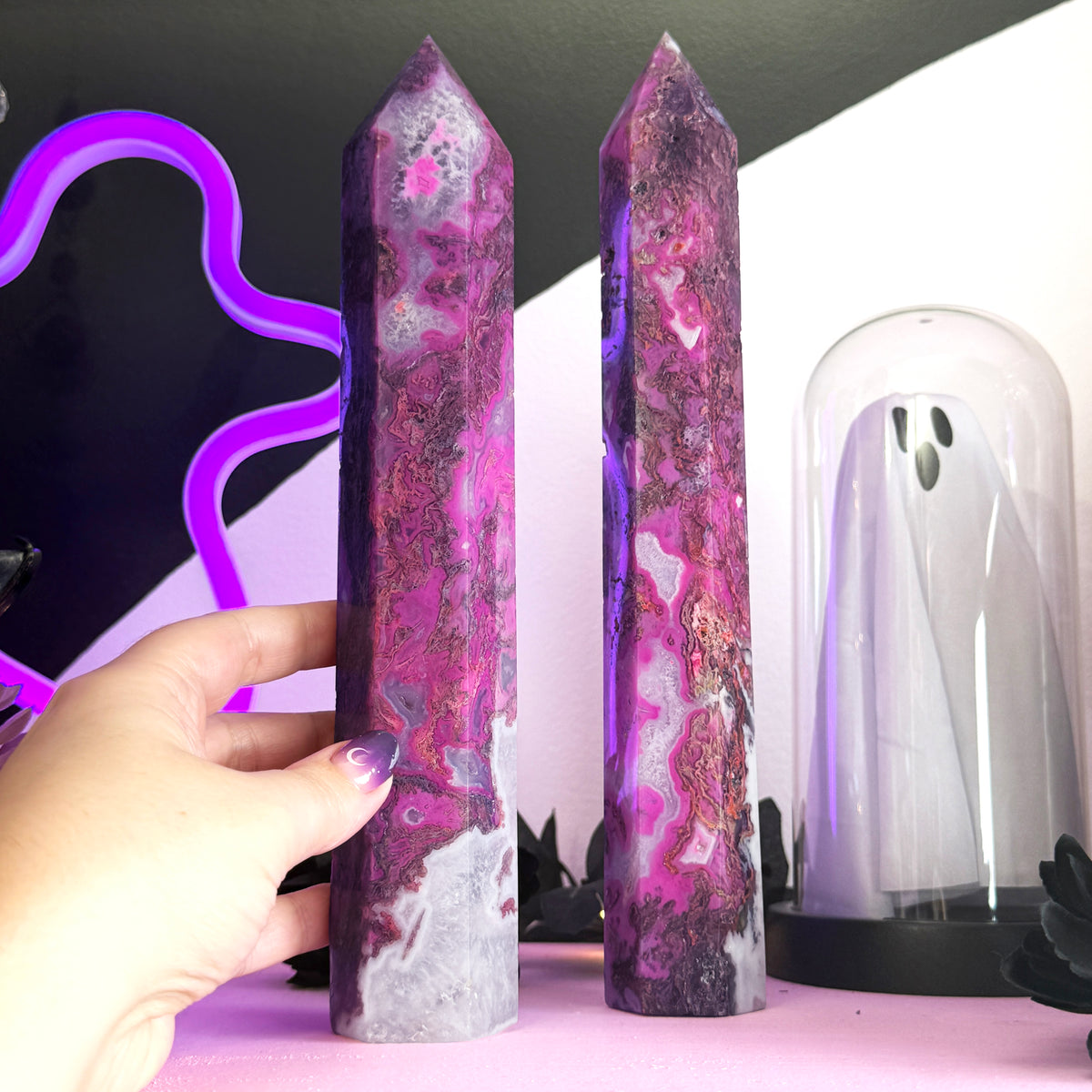 *MISFIT* Pink Dyed Moss Agate Tower