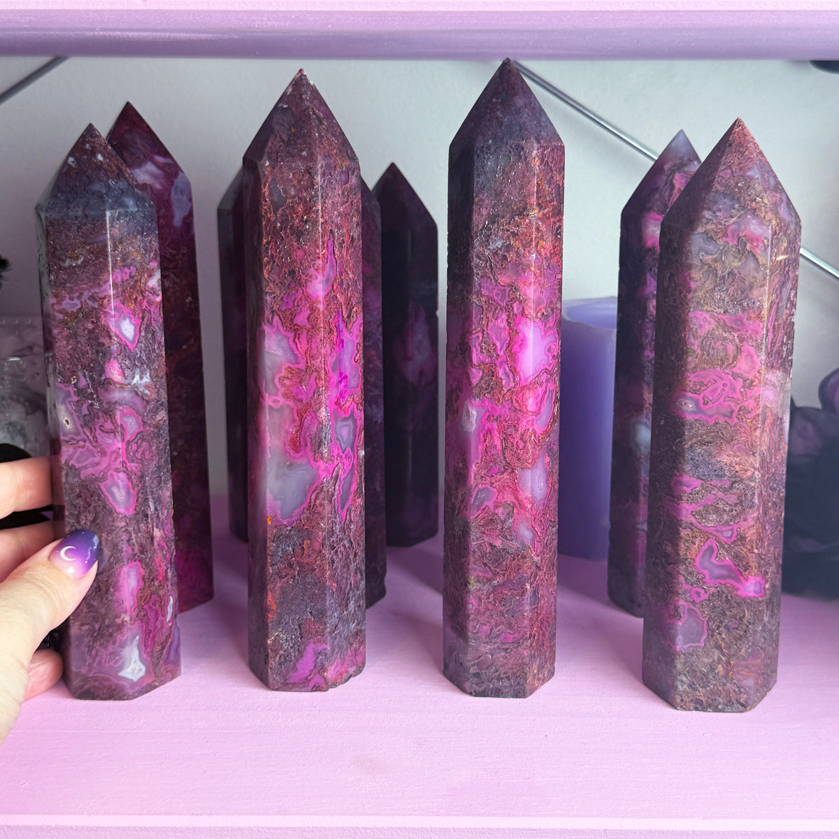 *MISFIT* Pink Dyed Moss Agate Tower
