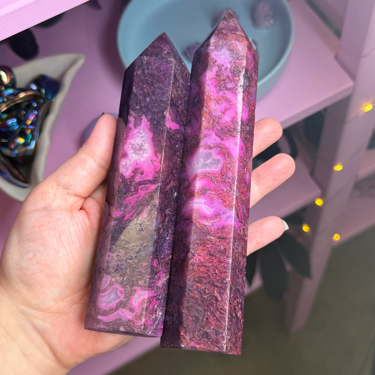 *MISFIT* Pink Dyed Moss Agate Tower