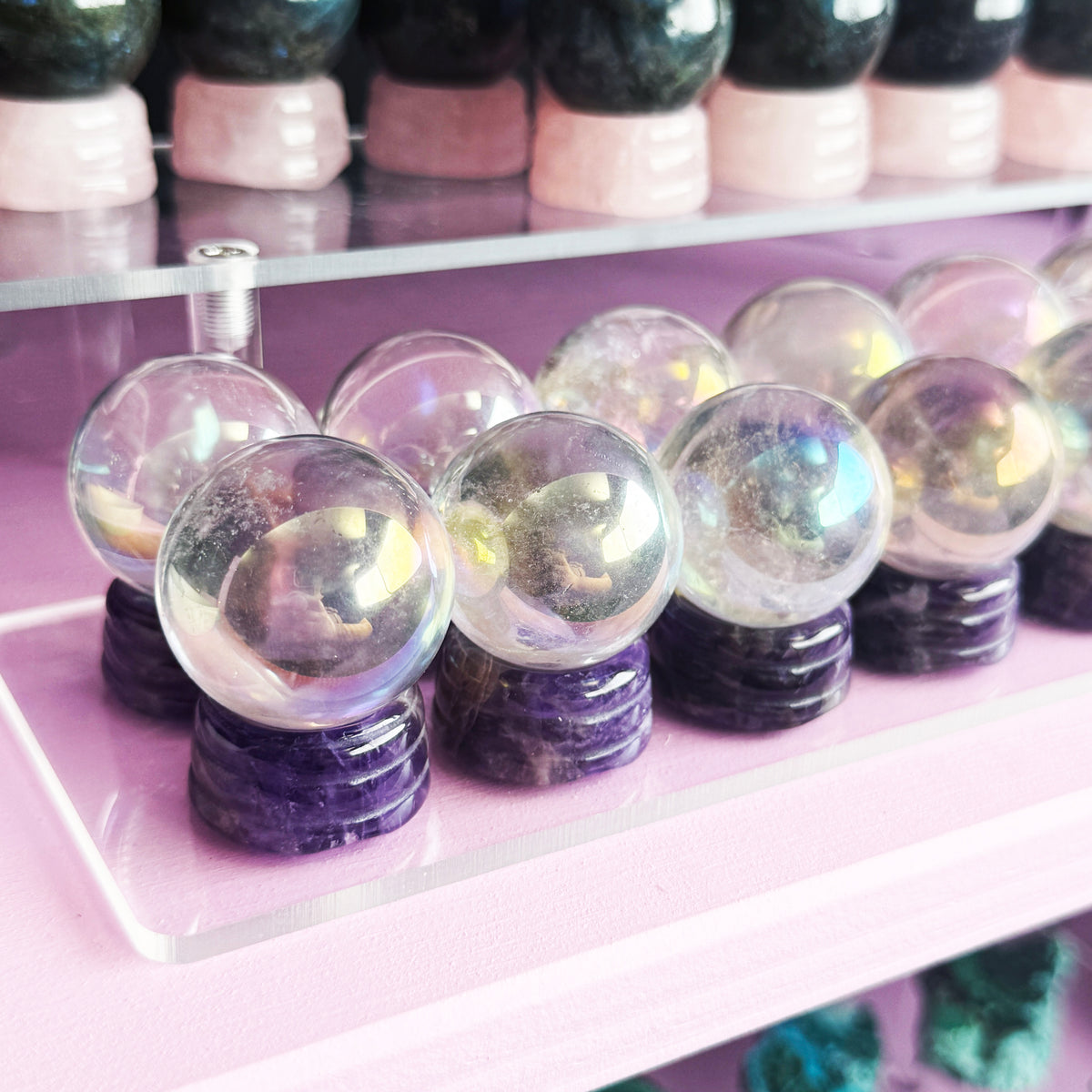Aura Quartz Sphere + Dream Amethyst Stand