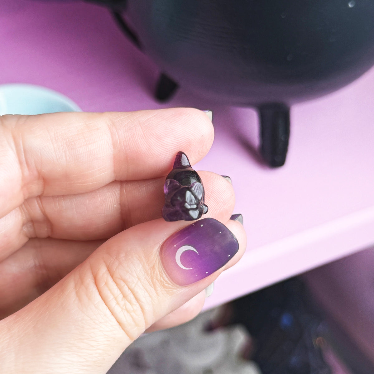 Mini Fluorite Playing Cat