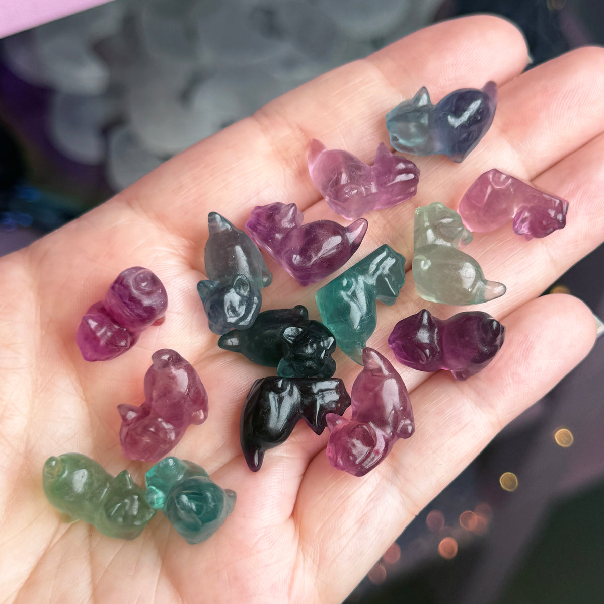 Mini Fluorite Playing Cat