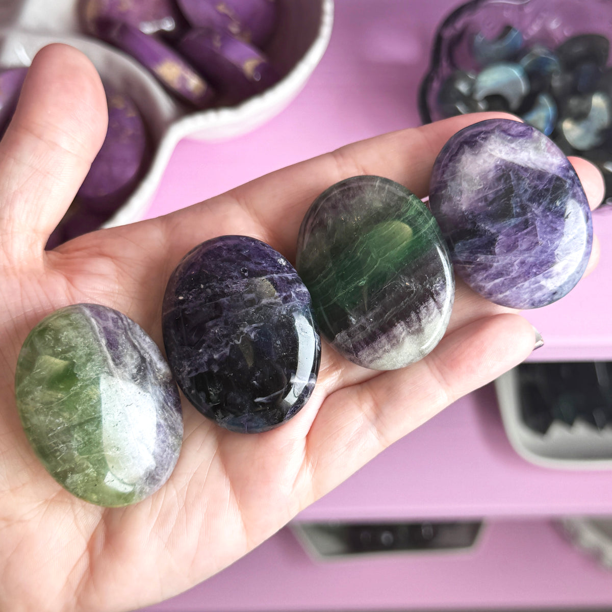 Fluorite Palm Stones