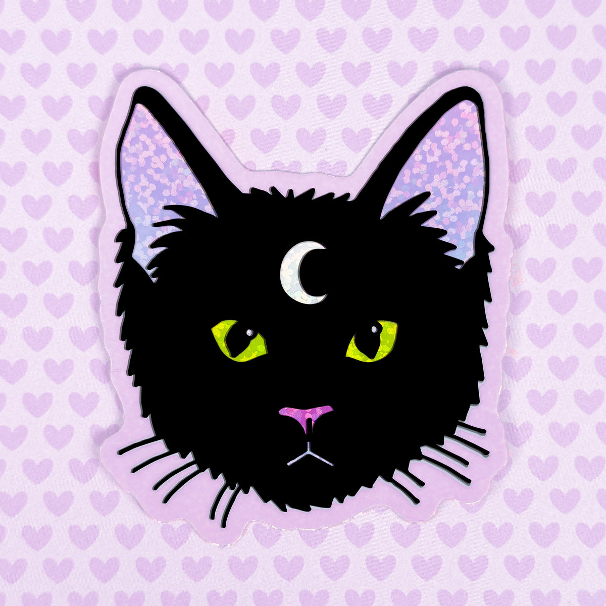 Moon Cat // Glitter Sticker
