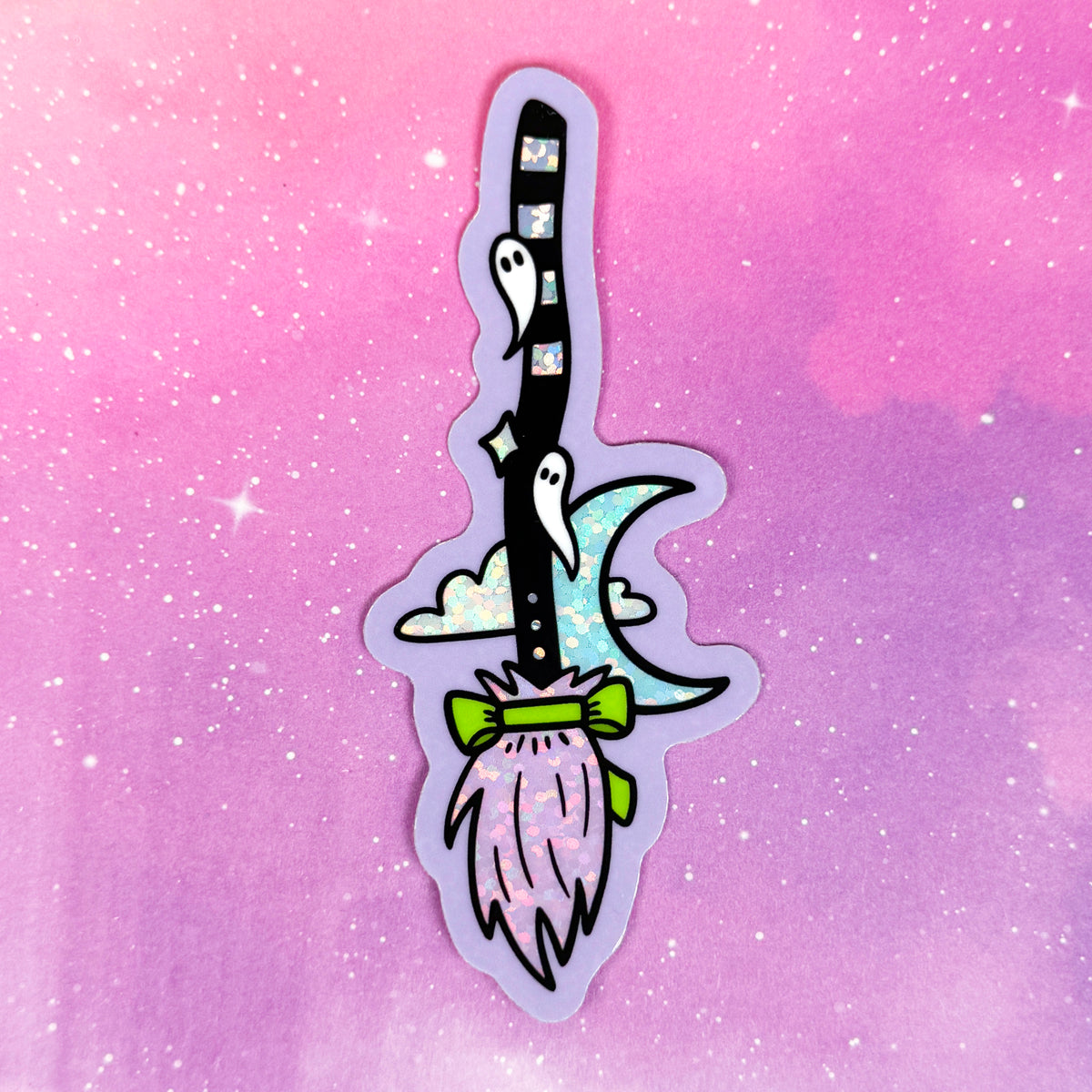 Witch Broom // Glitter Sticker