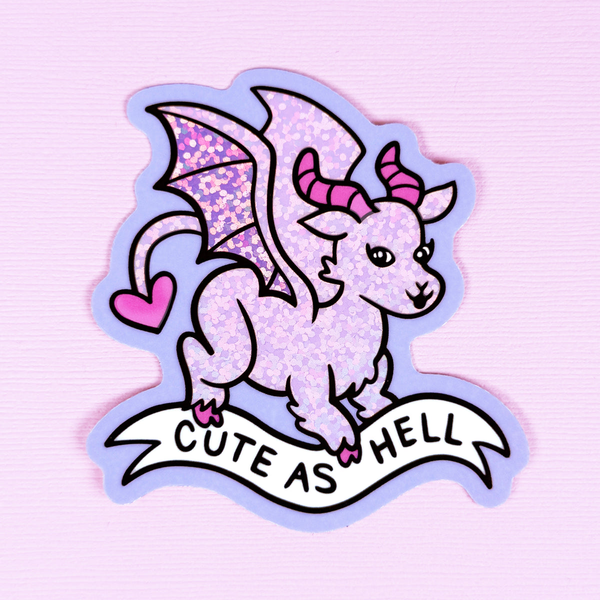 Cute As Hell // Glitter Sticker