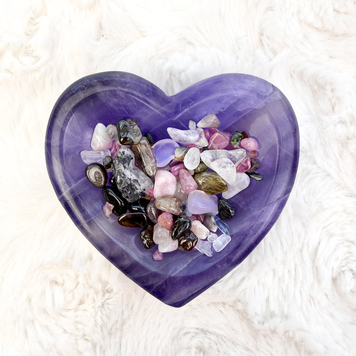 Purple Fluorite Heart Bowl (+ chips!)