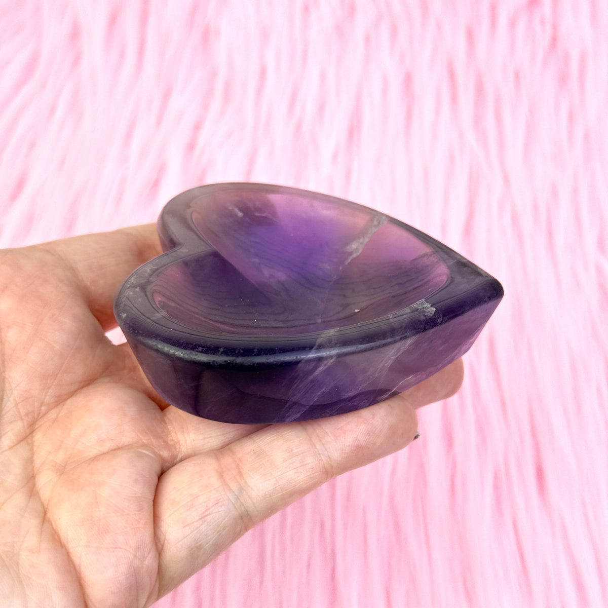 Purple Fluorite Heart Bowl (+ chips!)