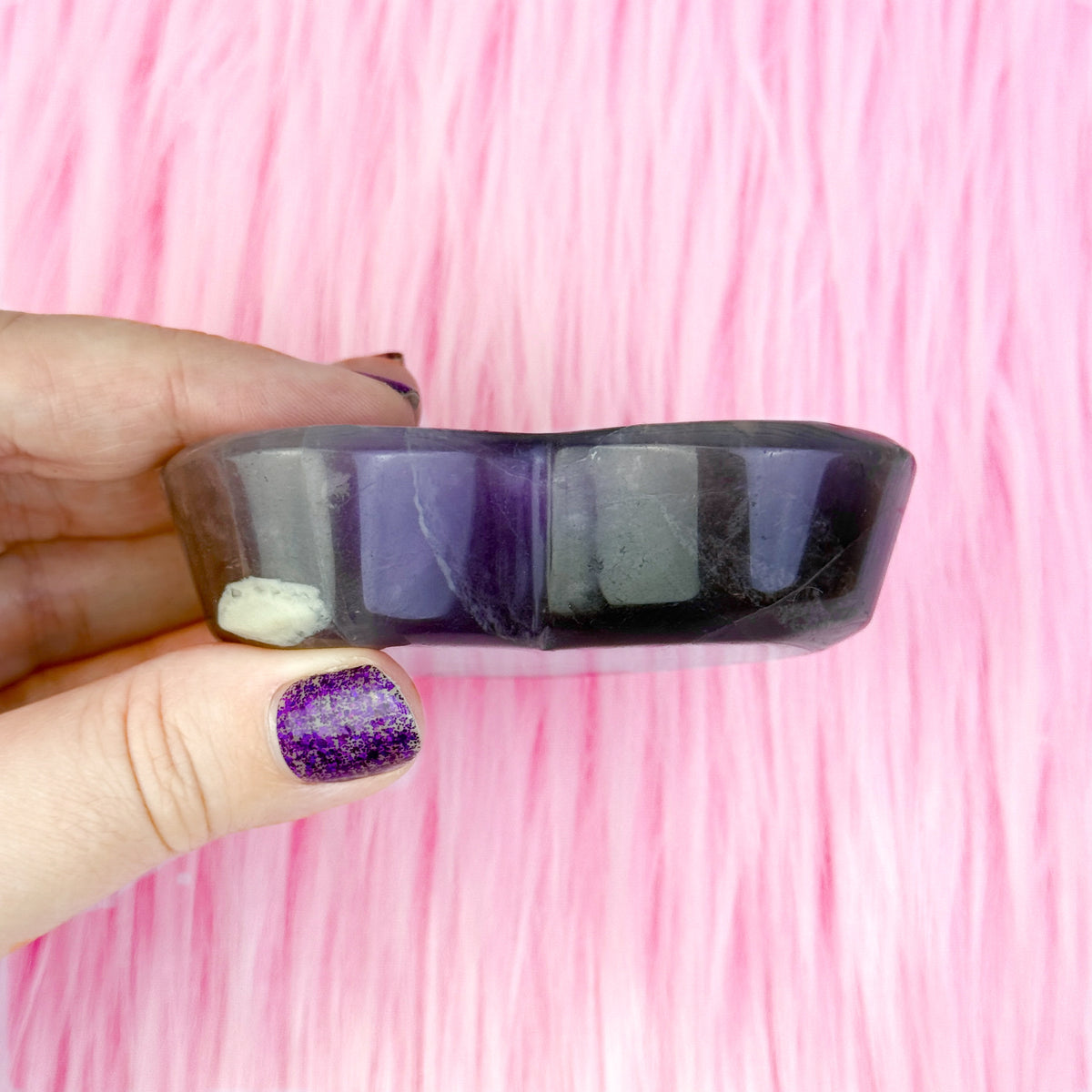 Purple Fluorite Heart Bowl (+ chips!)