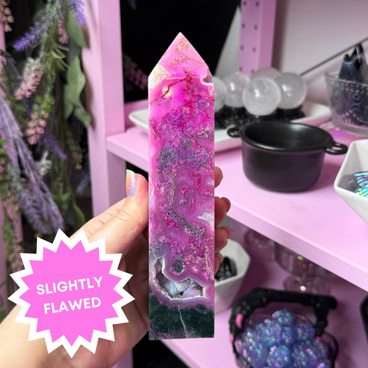 Pink Dyed Moss Agate Tower (you pick!)