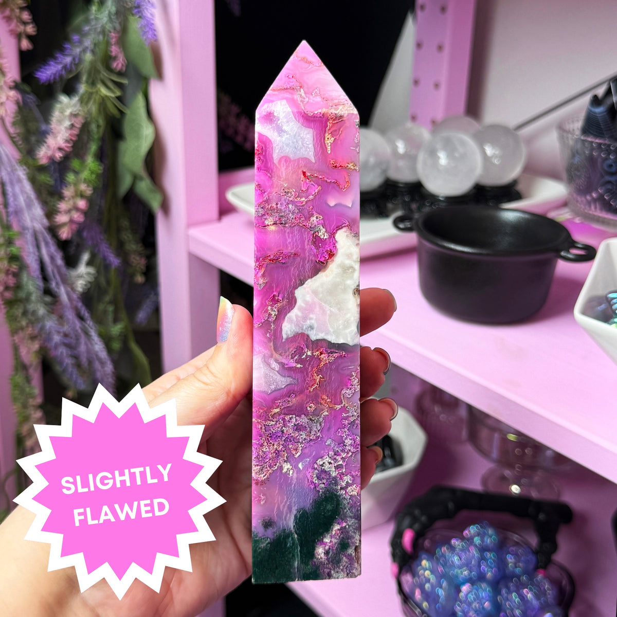 Pink Dyed Moss Agate Tower (you pick!)