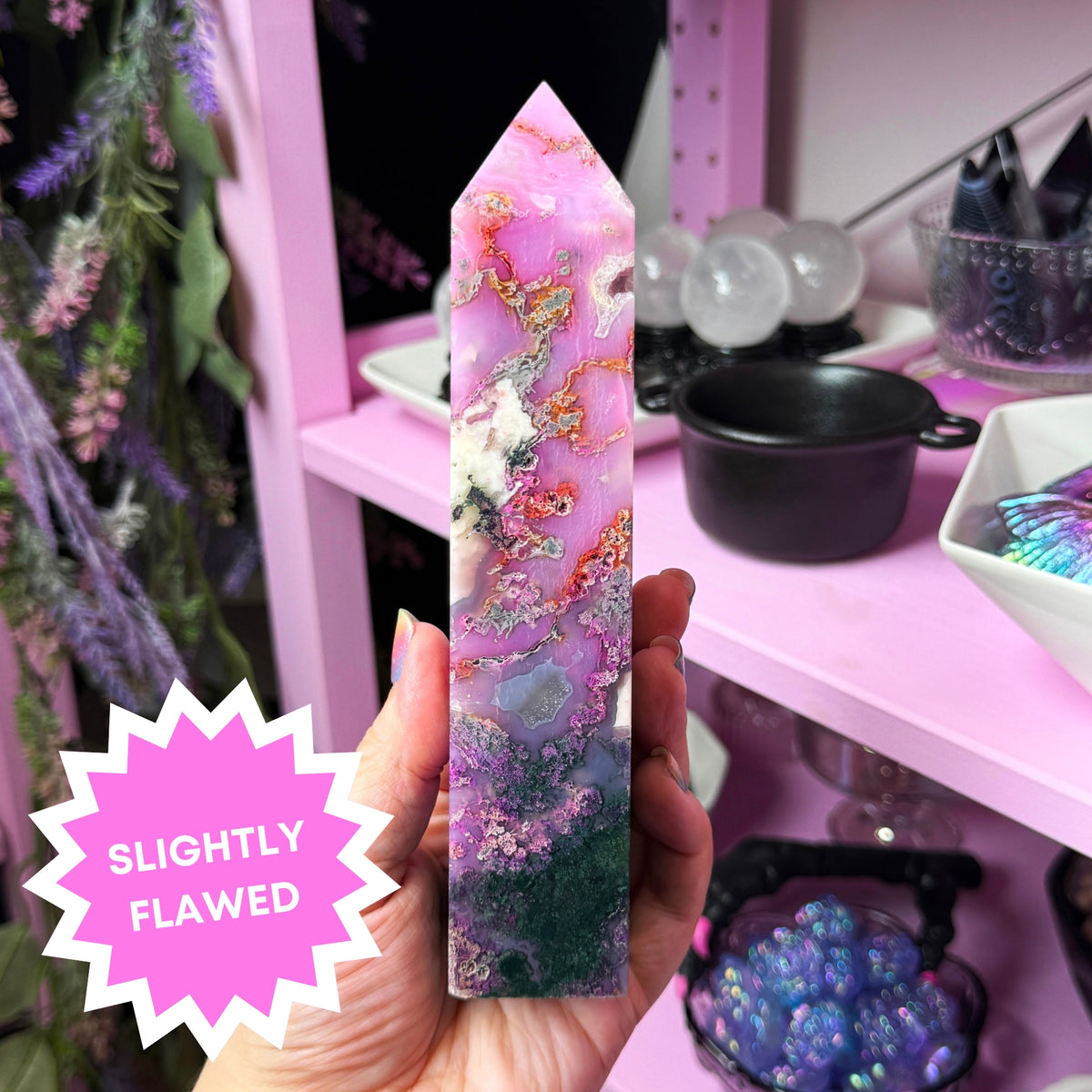Pink Dyed Moss Agate Tower (you pick!)