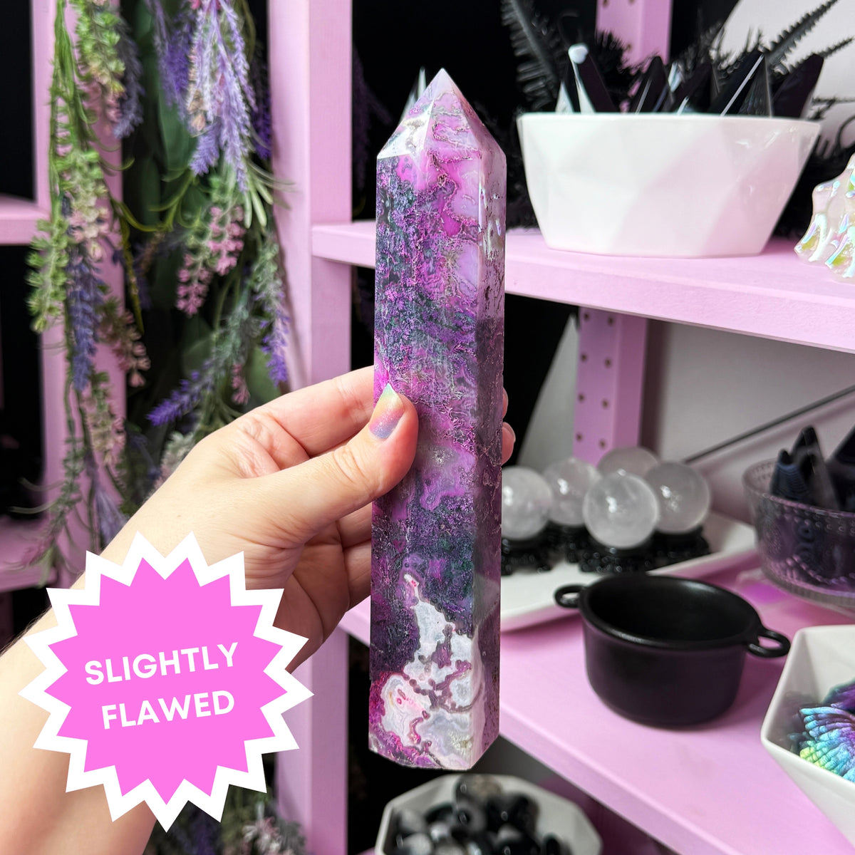 Pink Dyed Moss Agate Tower (you pick!)