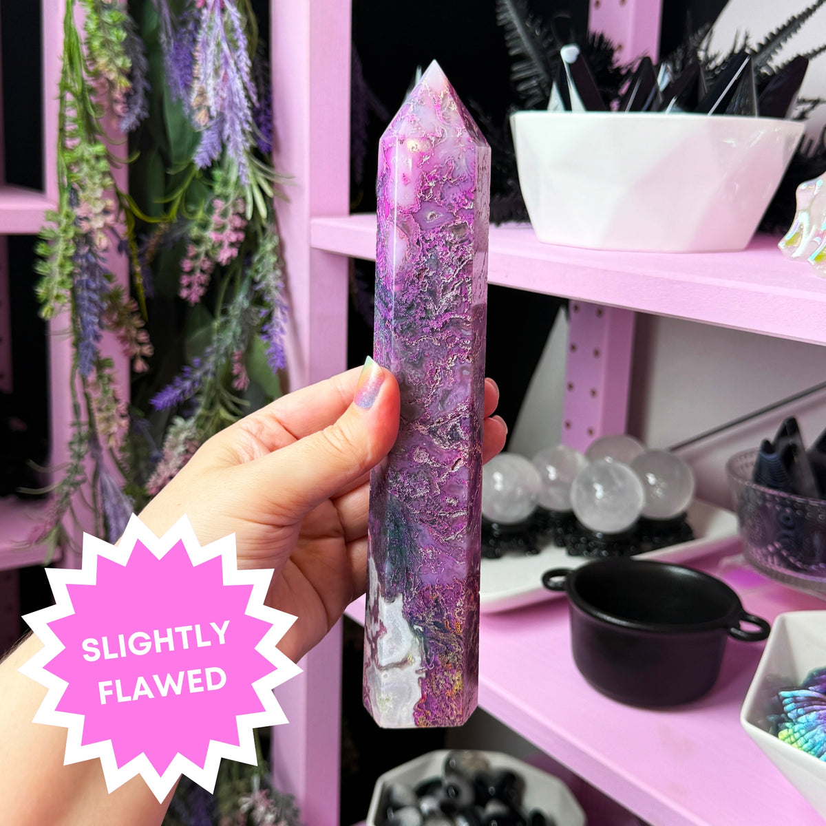 Pink Dyed Moss Agate Tower (you pick!)