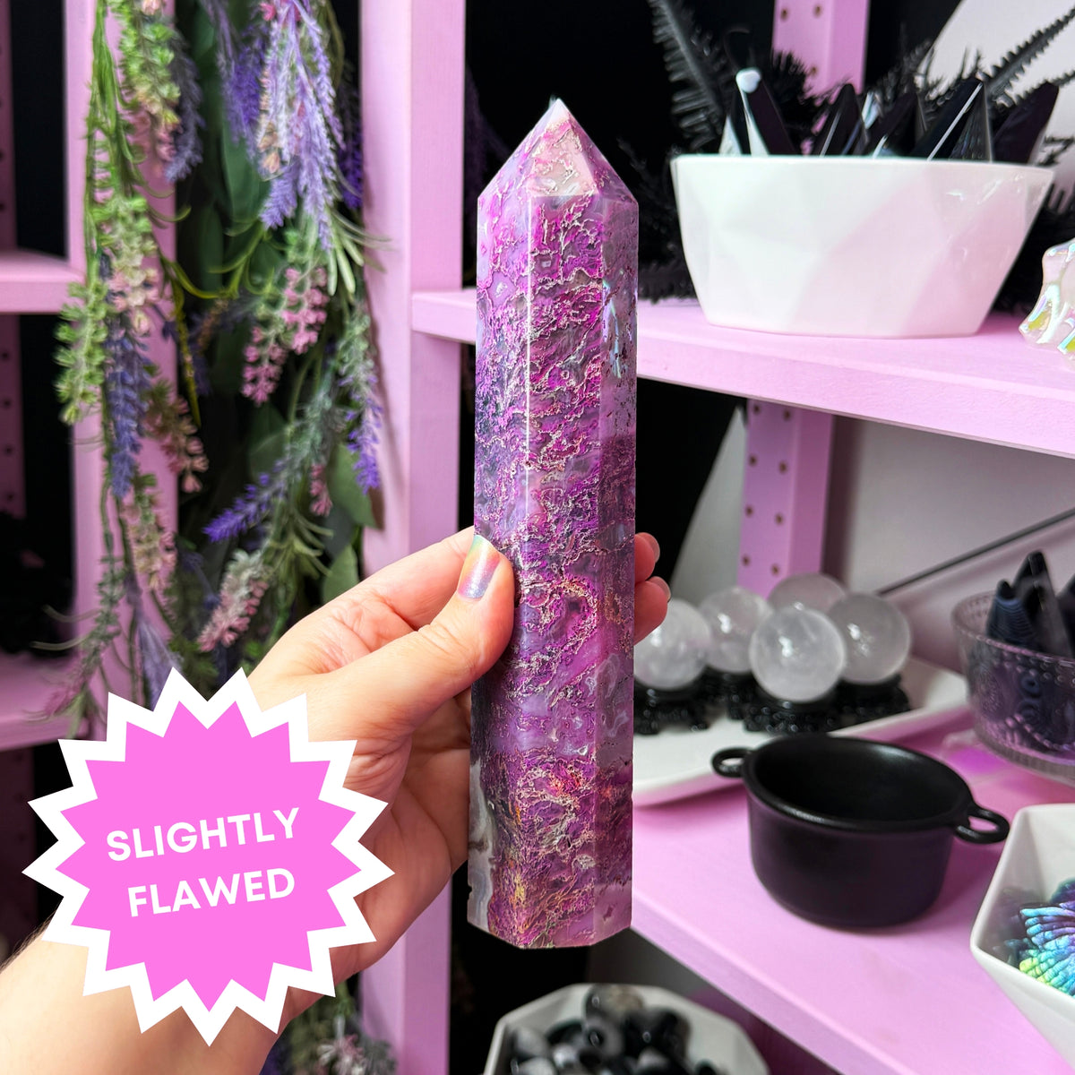 Pink Dyed Moss Agate Tower (you pick!)
