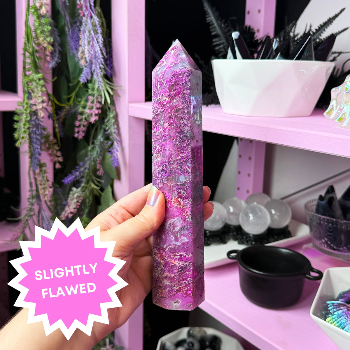 Pink Dyed Moss Agate Tower (you pick!)