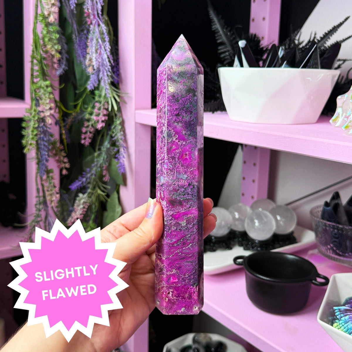 Pink Dyed Moss Agate Tower (you pick!)