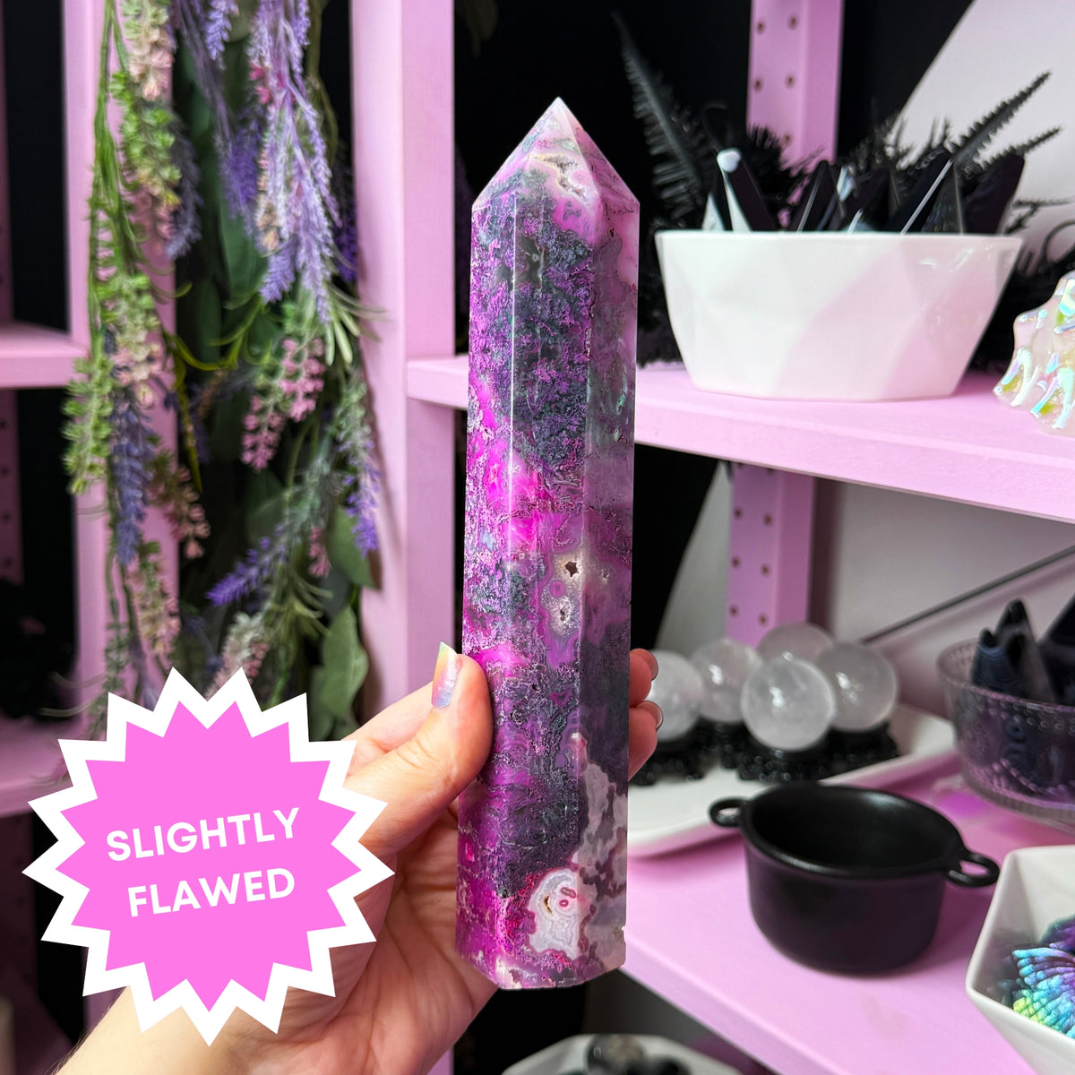 Pink Dyed Moss Agate Tower (you pick!)