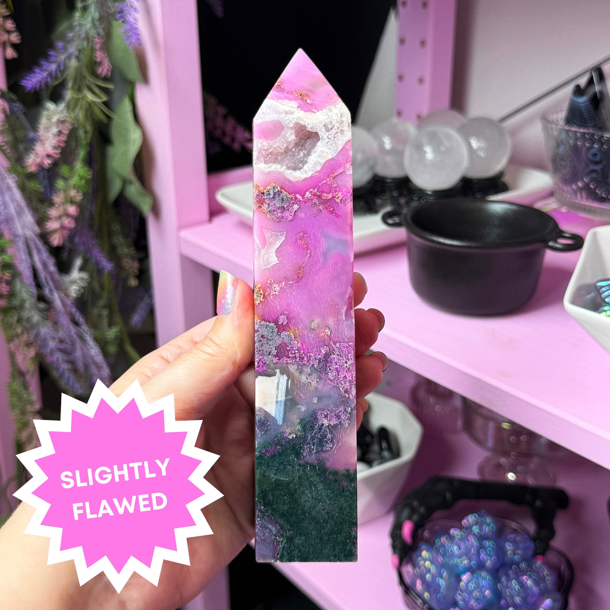 Pink Dyed Moss Agate Tower (you pick!)