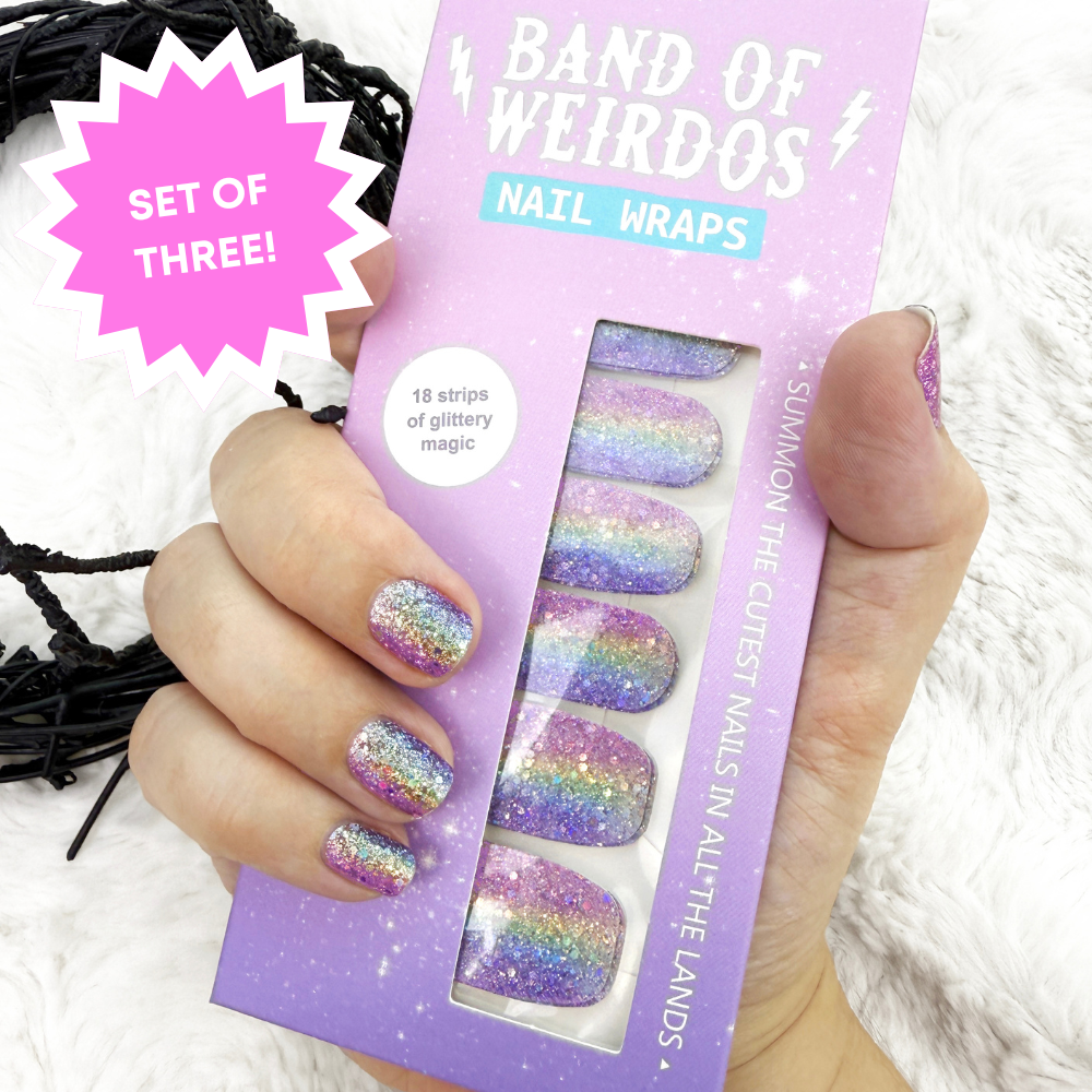 BUNDLE OF 3! Rainbow Glitter // Nail Wraps