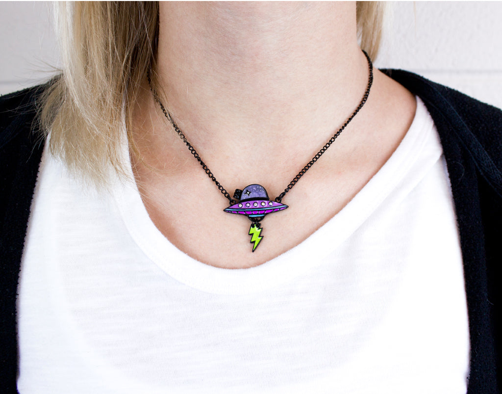 UFO // Necklace (flips open to show alien!)