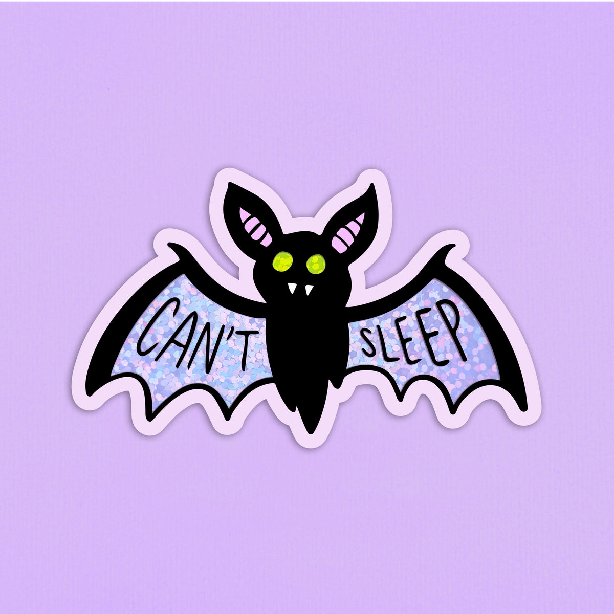 Can't Sleep // Glitter Sticker